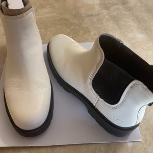 New White UGG leather boots in original box, only worn once, in great condition